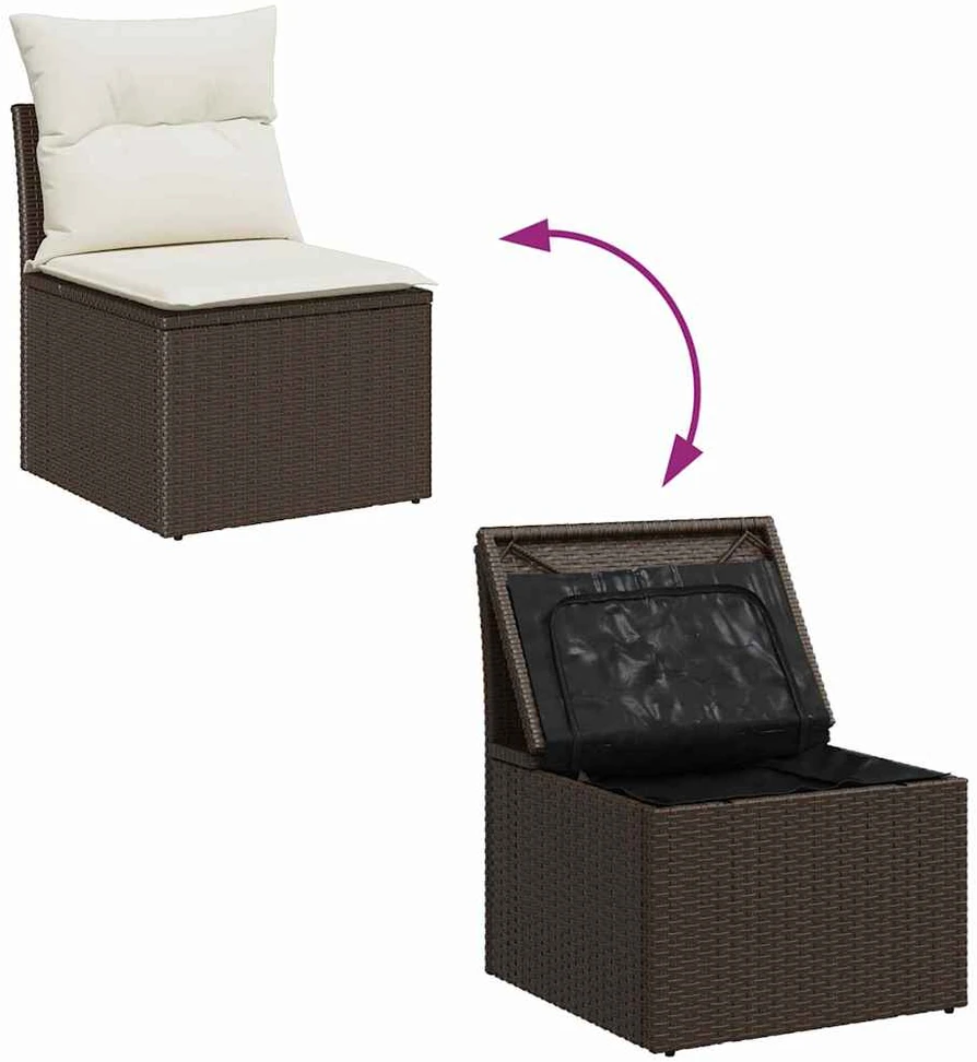Sodo Sofų Rinkinys 11 vnt. Ruda Poli ratanas