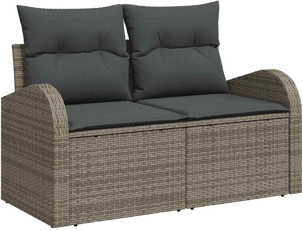 Sodo Sofų Rinkinys 7 vnt. 6-Vietų skaičius Pilka Poli ratanas
