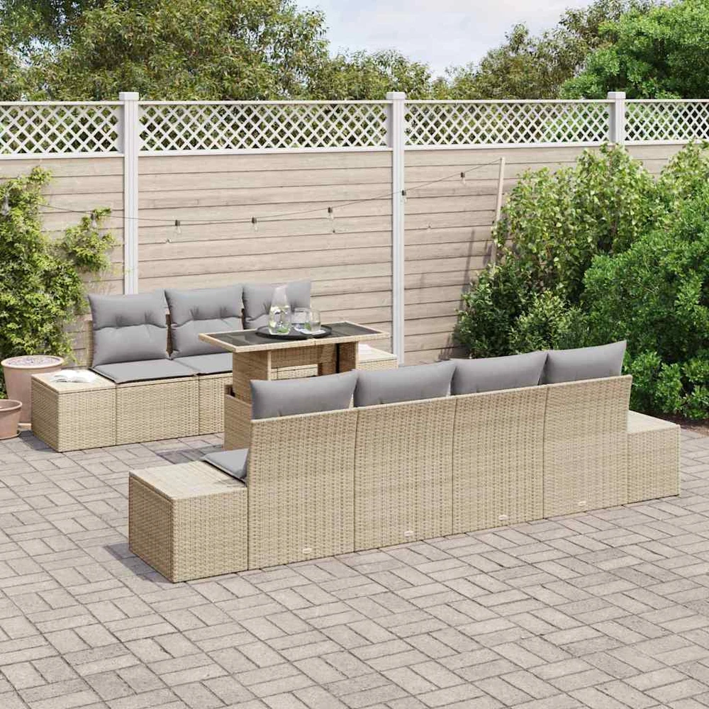 Sodo Sofų Rinkinys 8 vnt. Bežinė ir šviesiai pilka