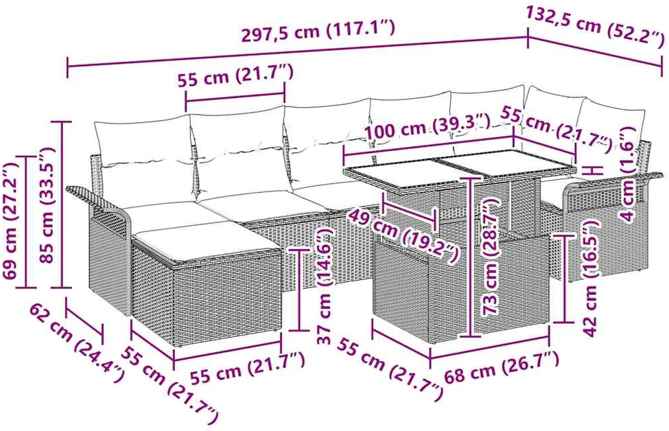 Sodo Sofų Rinkinys 8 vnt. Juoda [Sintetinė]: Poli ratanas