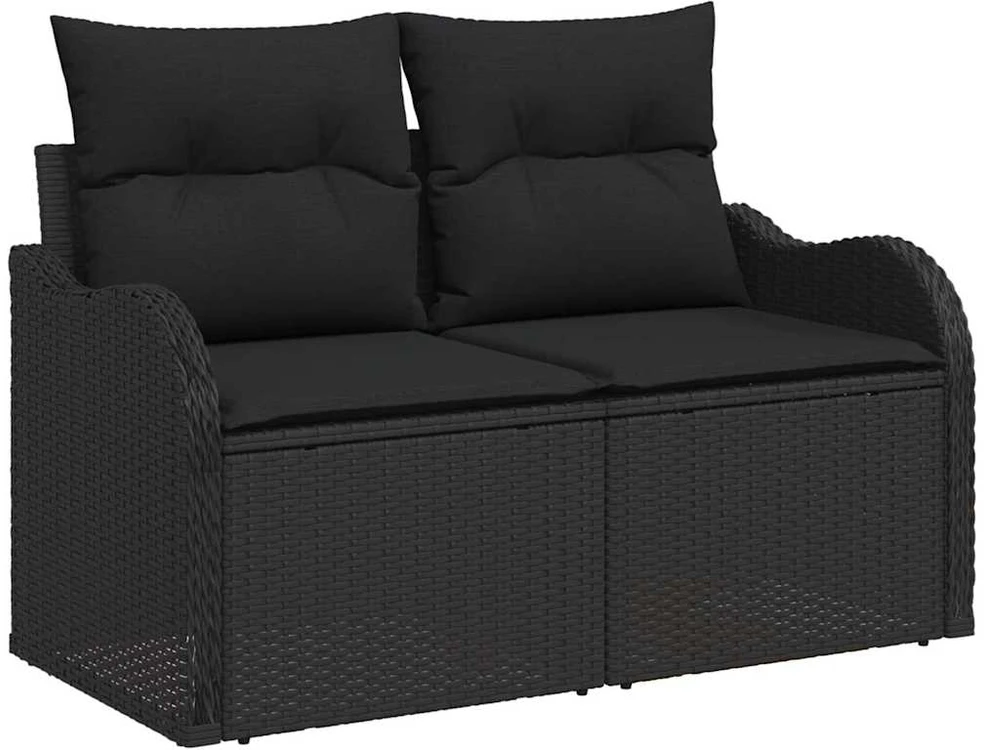 Sodo Sofų Rinkinys 9 vnt. 8-Vietų skaičius Juoda