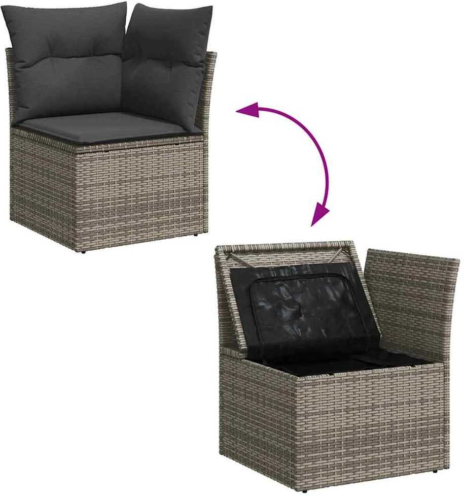 Sodo Sofų Rinkinys 7 vnt. 6-Vietų skaičius Pilka poliratanas