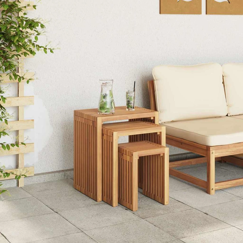 Sodo šoninis stalas 3 vnt. Ruda 33 x 44,5 x 51 cm