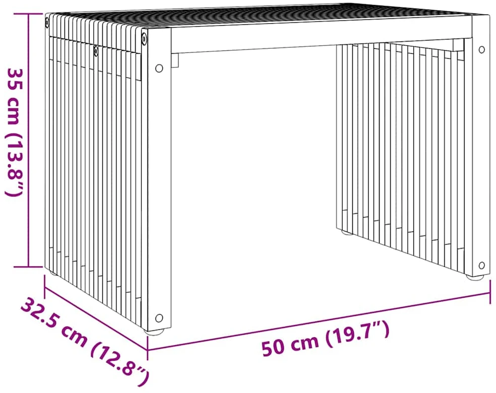 Sodo šoninis stalas Ruda 50 x 32,5 x 35 cm Kieto teka medžio
