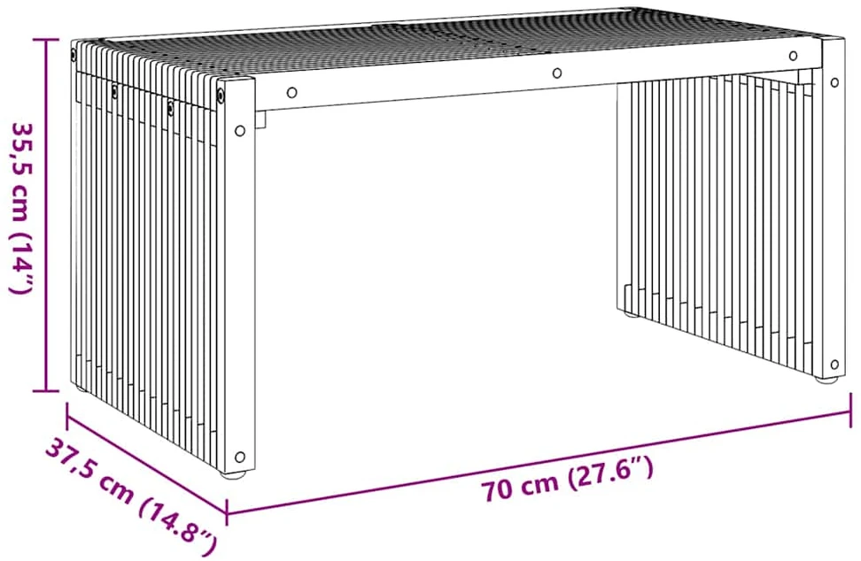 Sodo šoninis stalas Ruda 70 x 37,5 x 35,5 cm Kieto teka medžio