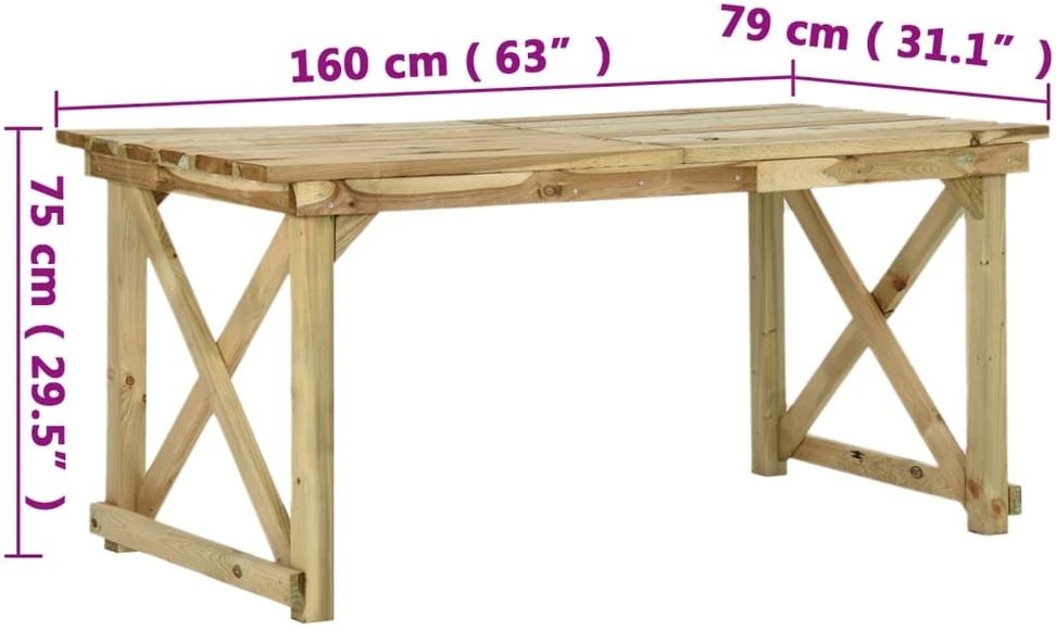 Sodo stalas, 160x79x75cm, mediena