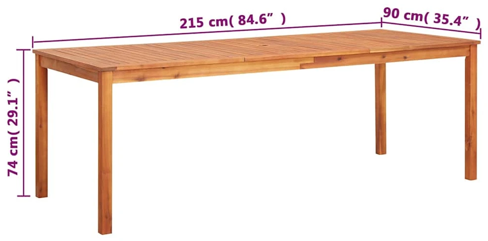 Sodo stalas, 215x90x74cm, akacijos medienos masyvas