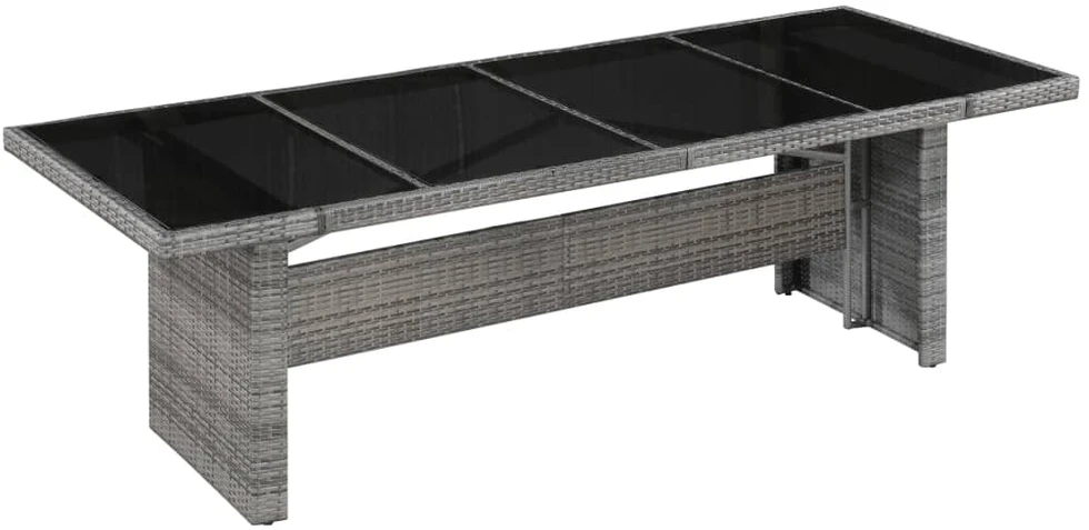 Sodo stalas, 240x90x74cm, poliratanas ir stiklas