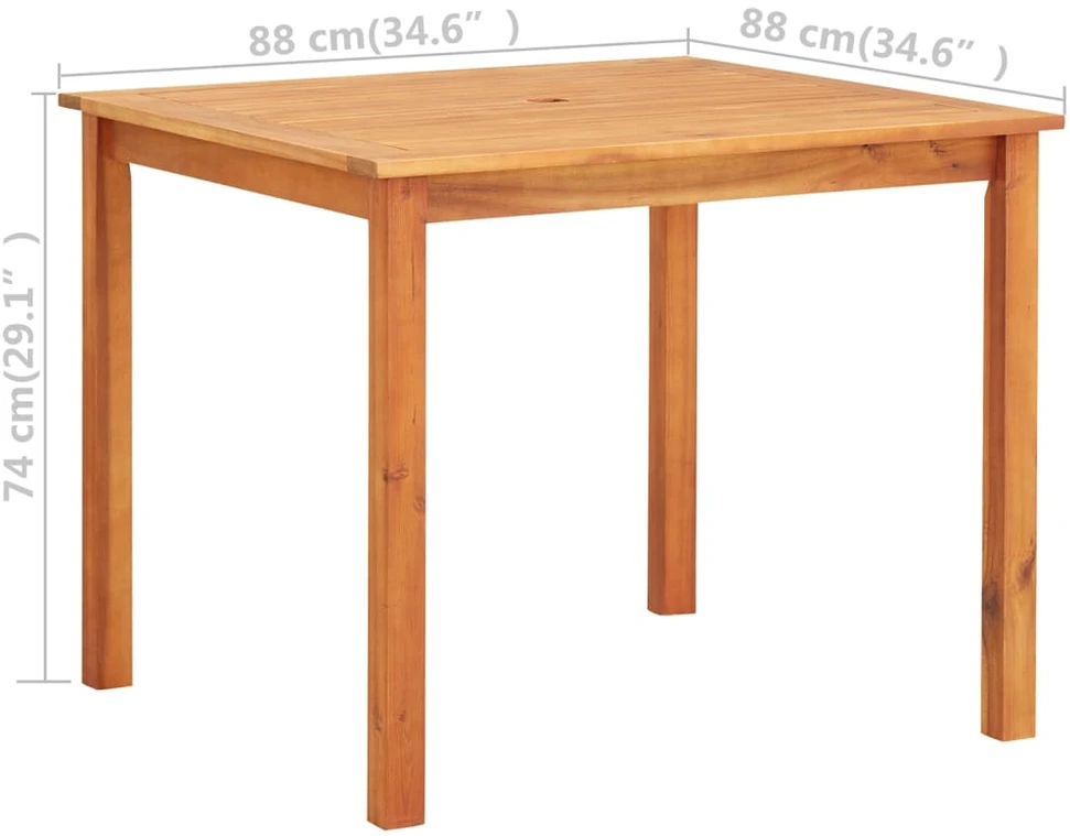 Sodo stalas, 88x88x74cm, akacijos medienos masyvas