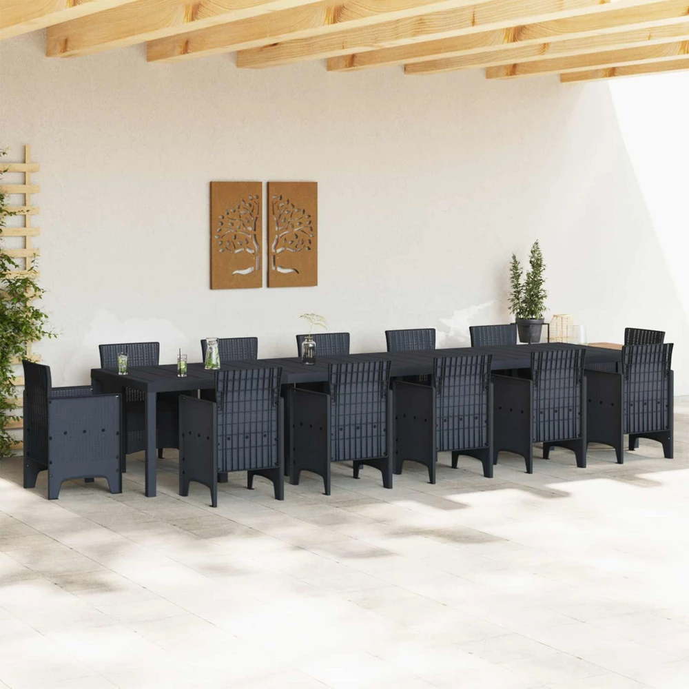 Sodo stalas Antracitas 400 x 100 x 73 cm poliratanas