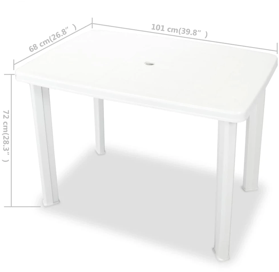 Sodo stalas, baltas, 101x68x72cm, plastikas