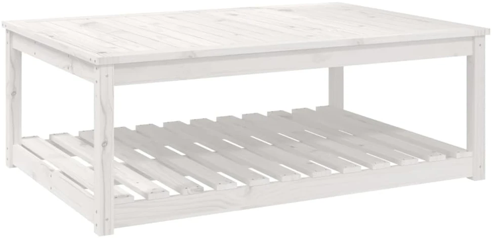 Sodo stalas, baltas, 121x82,5x45cm, pušies medienos masyvas