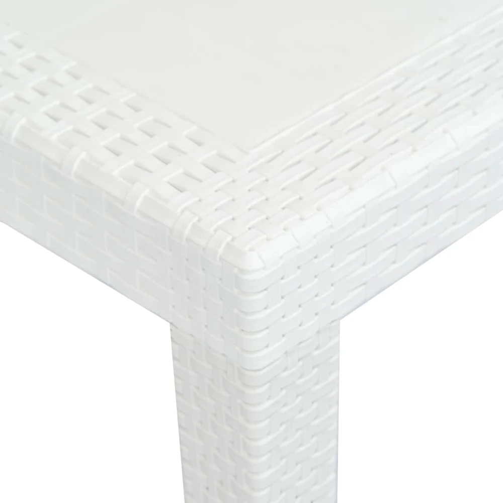 Sodo stalas, baltas, 220x90x72cm, plastikas, ratano imitacija