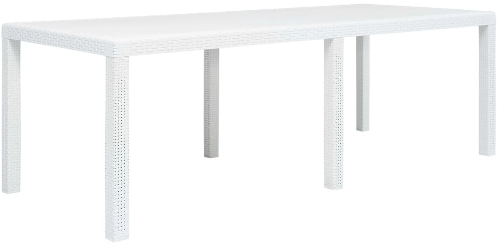 Sodo stalas, baltas, 220x90x72cm, plastikas, ratano imitacija