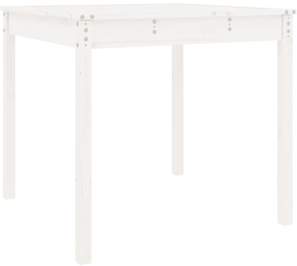 Sodo stalas, baltas, 82,5x82,5x76cm, pušies medienos masyvas