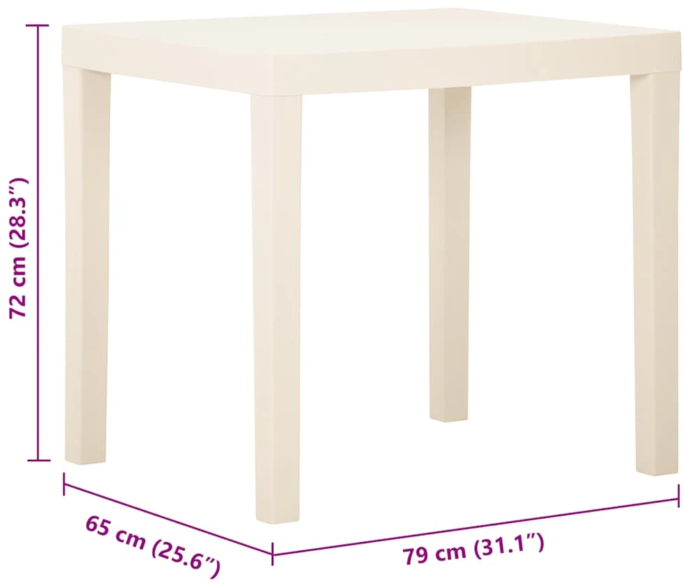 Sodo stalas, baltos spalvos, 79x65x72cm, plastikas
