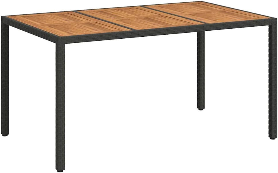 Sodo stalas Juoda 150 x 90 x 75 cm poliratanas