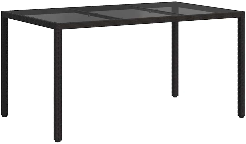 Sodo stalas Juoda 150 x 90 x 75 cm poliratanas
