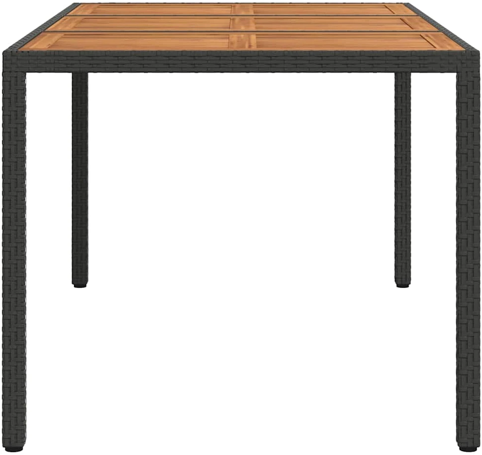 Sodo stalas Juoda 150 x 90 x 75 cm poliratanas
