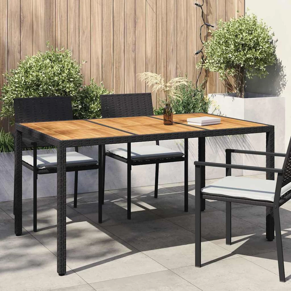 Sodo stalas Juoda 150 x 90 x 75 cm poliratanas