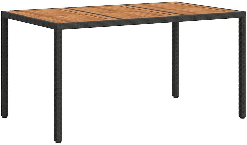 Sodo stalas Juoda 150 x 90 x 75 cm poliratanas