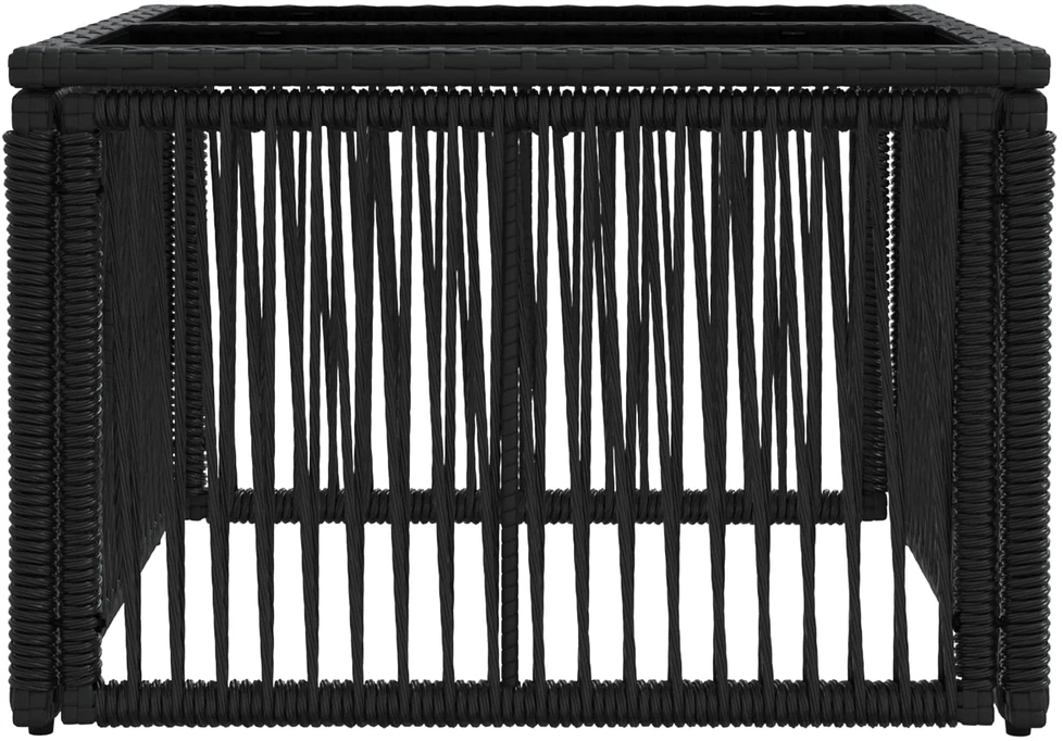 Sodo stalas Juoda 55 x 55 x 37 cm PE Rattan ir Stiklas