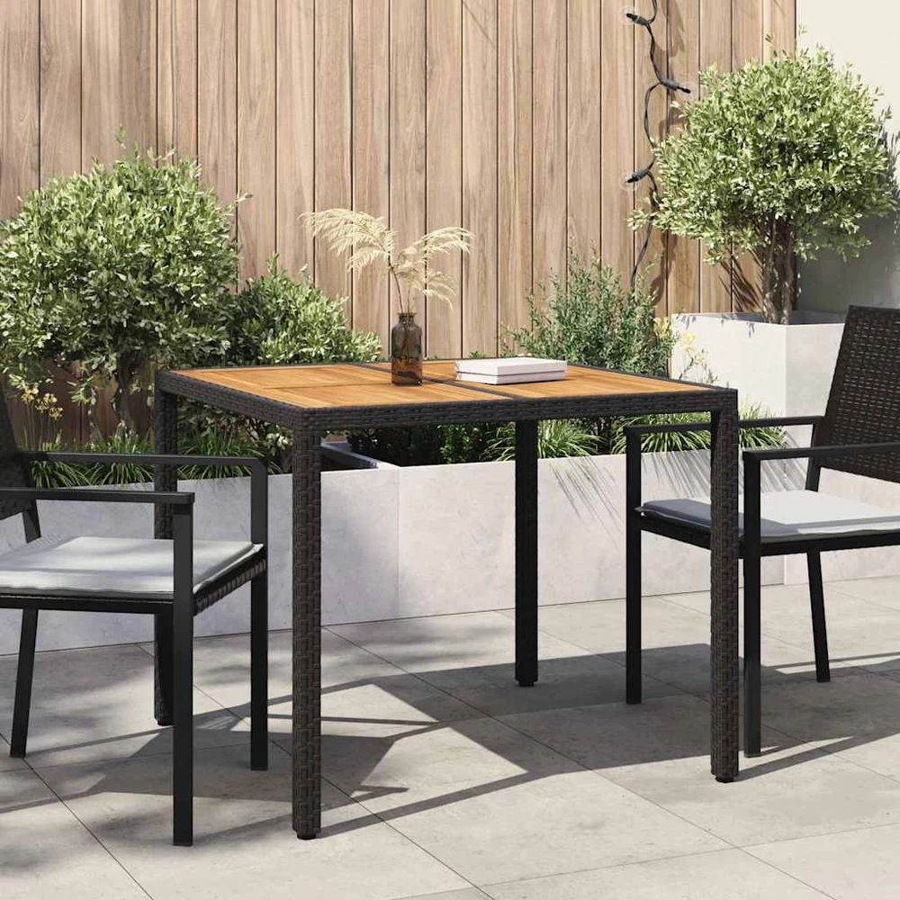 Sodo stalas Juoda 90 x 90 x 75 cm poliratanas