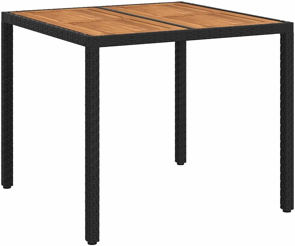 Sodo stalas Juoda 90 x 90 x 75 cm poliratanas