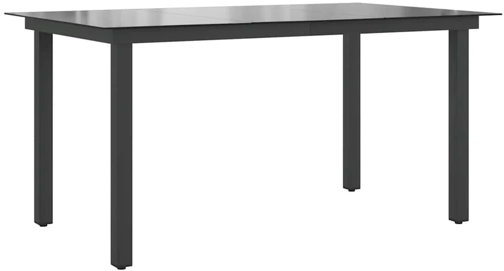 Sodo stalas, juodas, 150x90x74cm, aliuminis ir stiklas