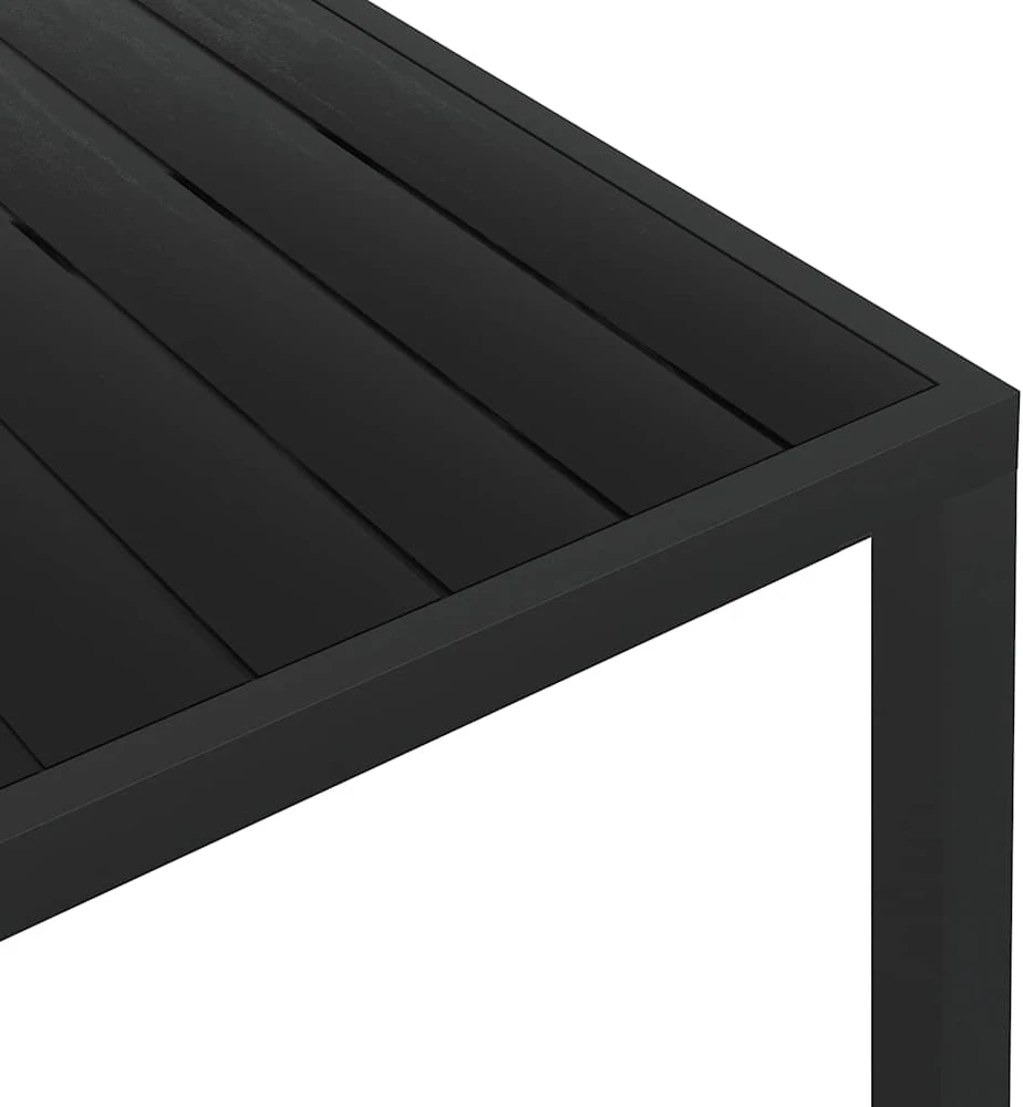 Sodo stalas, juodas, 185x90x74cm, aliuminis ir WPC