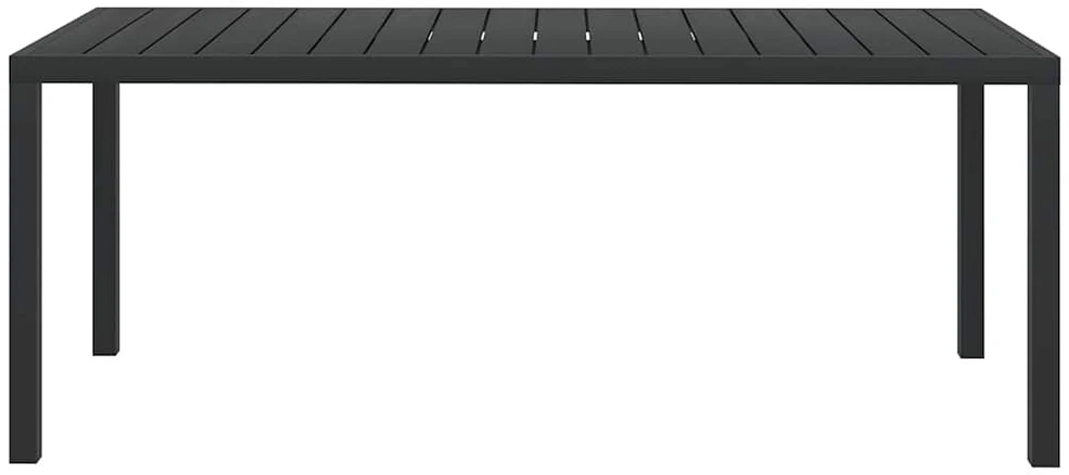 Sodo stalas, juodas, 185x90x74cm, aliuminis ir WPC
