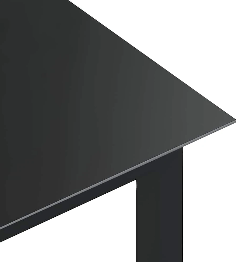 Sodo stalas, juodas, 190x90x74cm, aliuminis ir stiklas