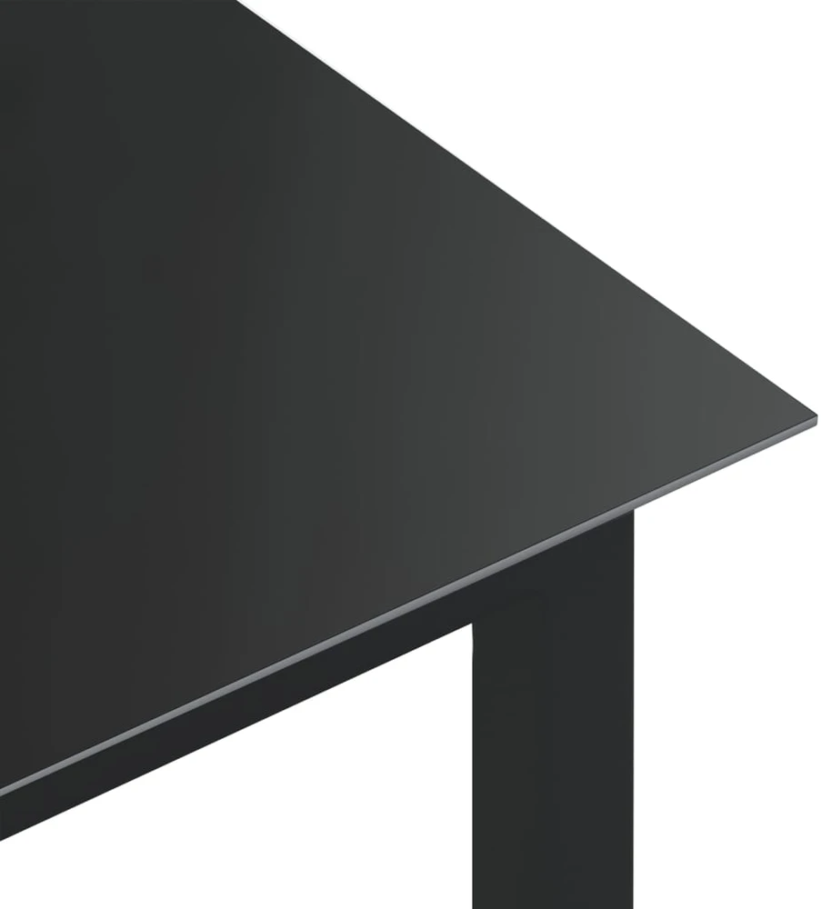 Sodo stalas, juodas, 80x80x74cm, aliuminis ir stiklas