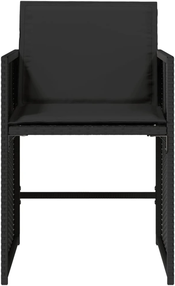 Sodo stalas, juodos spalvos, 110x53x72cm, stiklas, poliratanas