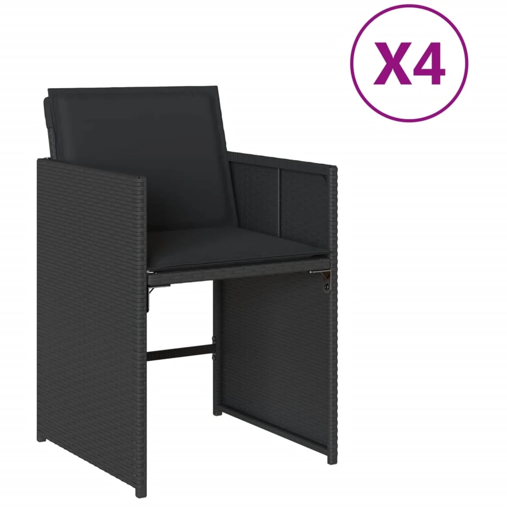 Sodo stalas, juodos spalvos, 110x53x72cm, stiklas, poliratanas