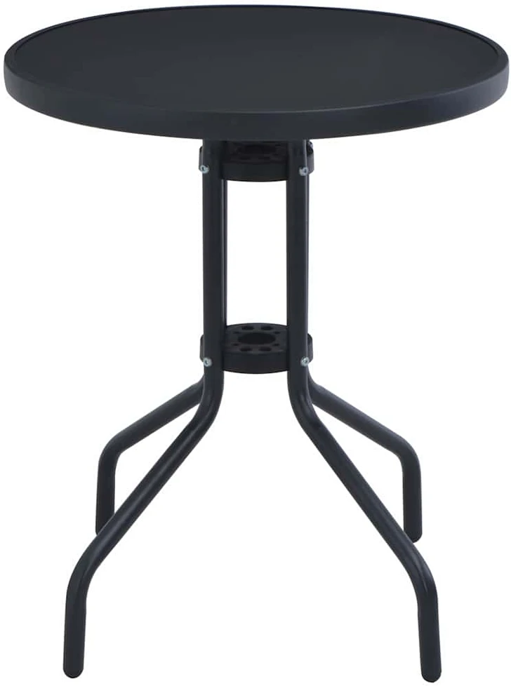 Sodo stalas, juodos spalvos, 80cm, plienas ir stiklas