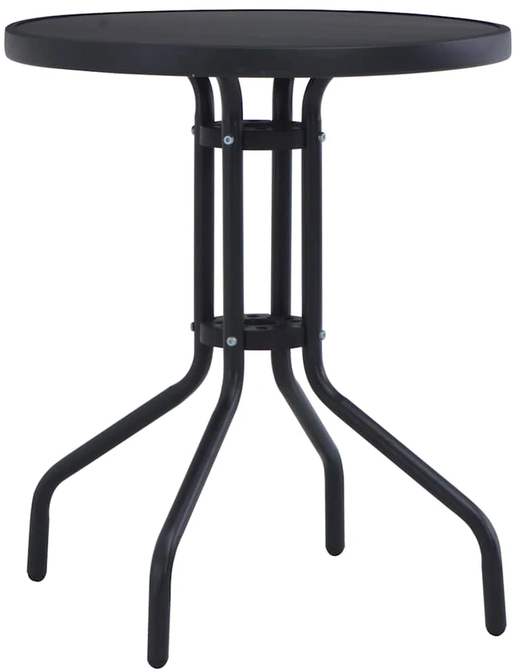 Sodo stalas, juodos spalvos, 80cm, plienas ir stiklas