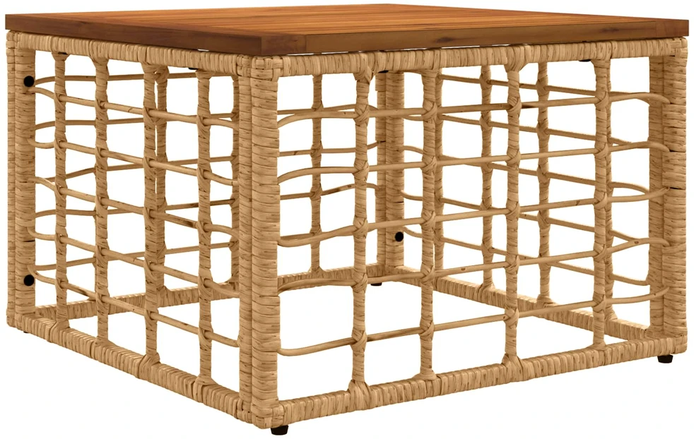 Sodo stalas Natūrali 55 x 55 x 37 cm PE Rattan ir Stiklas