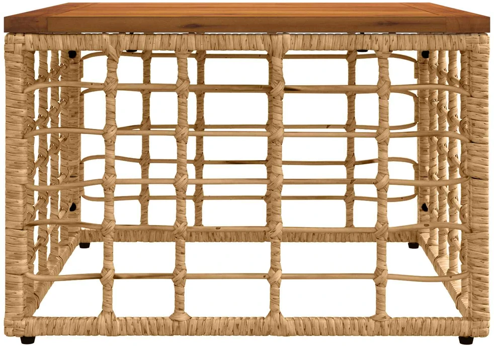 Sodo stalas Natūrali 55 x 55 x 37 cm PE Rattan ir Stiklas
