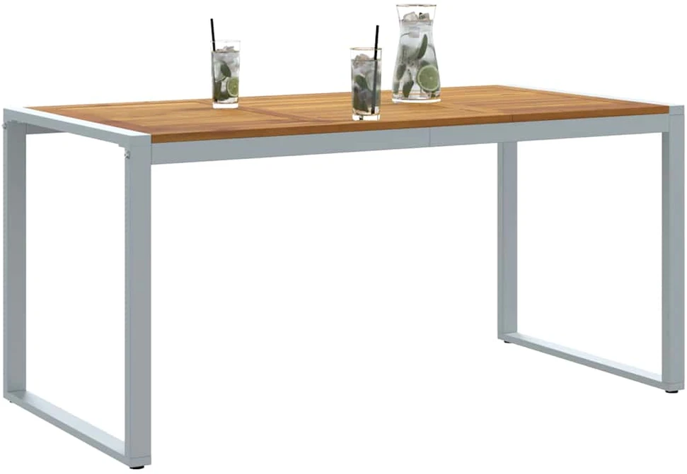 Sodo stalas Pilka 160 x 80 x 75 cm Kietos akacijos mediena