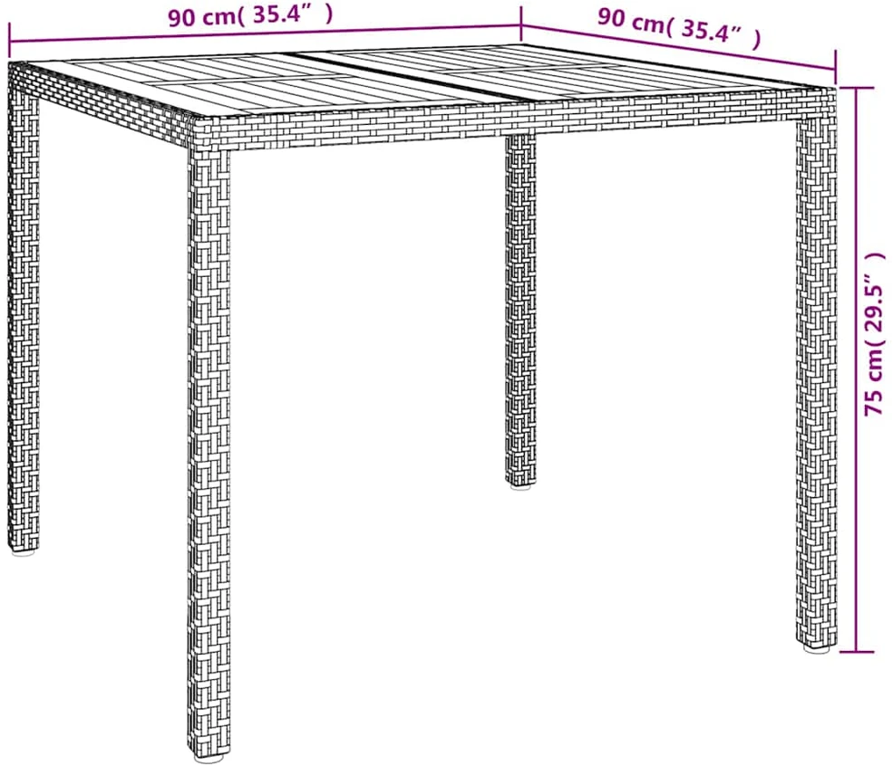 Sodo stalas Pilka 90 x 90 x 75 cm poliratanas