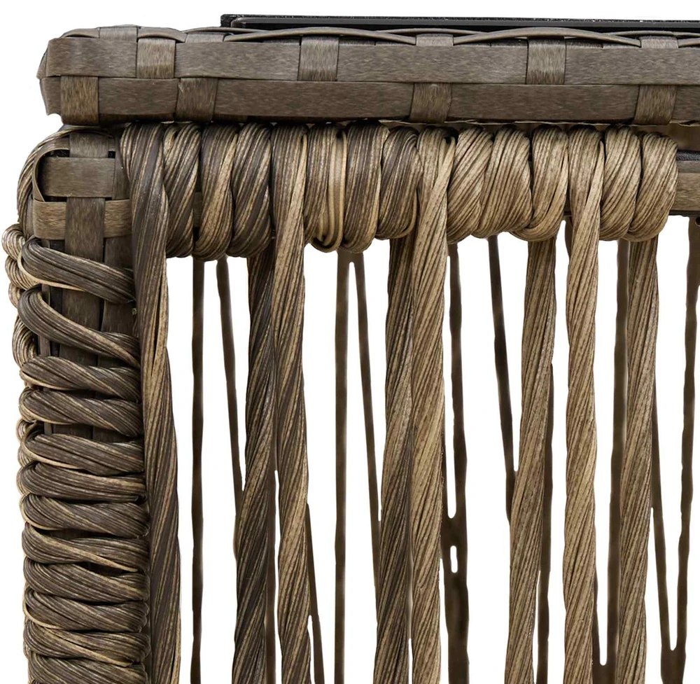 Sodo stalas Pilka ir juoda 55 x 55 x 37 cm PE Rattan ir Stiklas