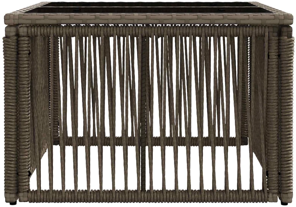 Sodo stalas Pilka ir juoda 55 x 55 x 37 cm PE Rattan ir Stiklas