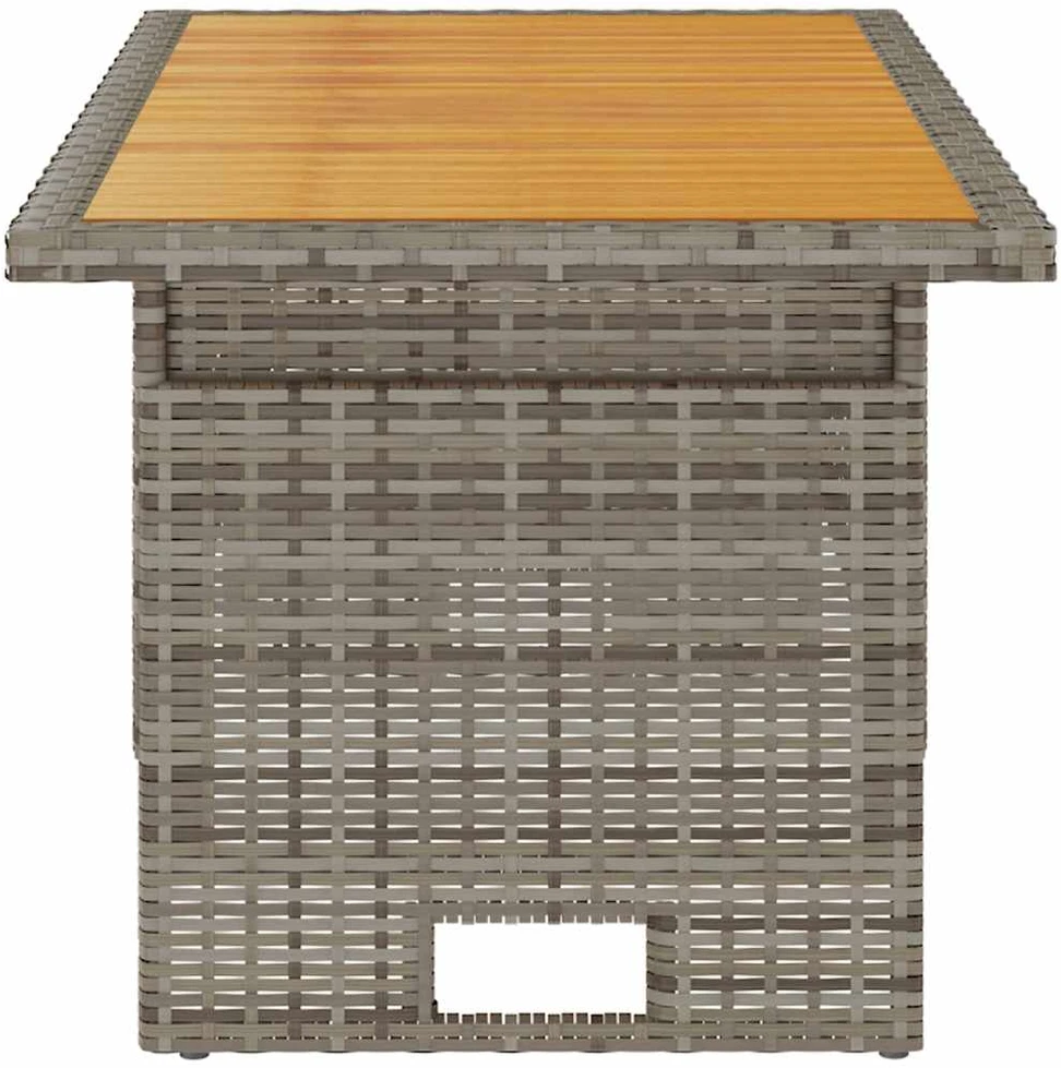 Sodo stalas, pilkas, 100x50x43/63cm, akacija ir poliratanas