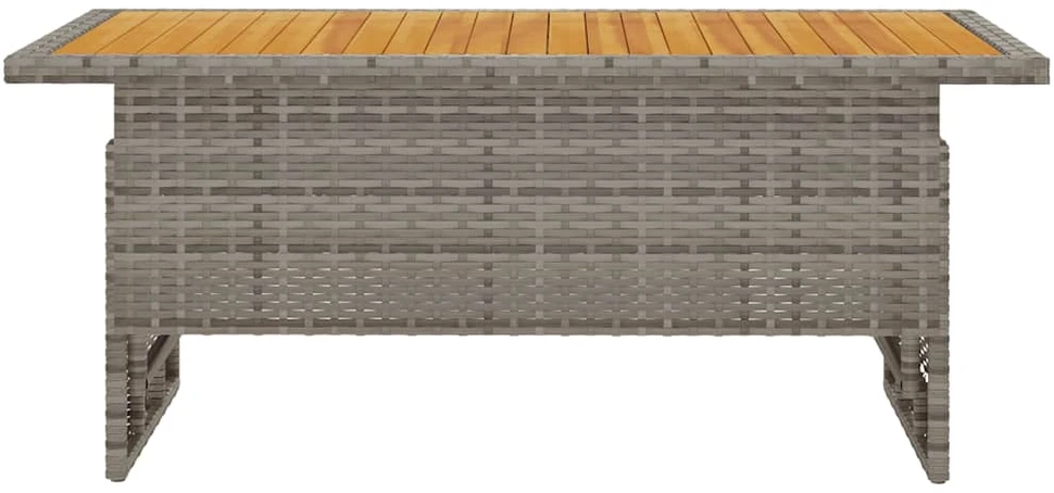 Sodo stalas, pilkas, 100x50x43/63cm, akacija ir poliratanas