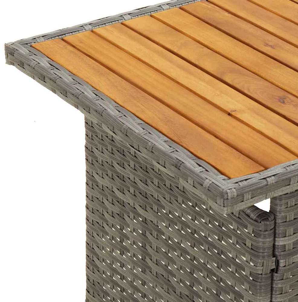 Sodo stalas, pilkas, 100x50x43/63cm, akacija ir poliratanas