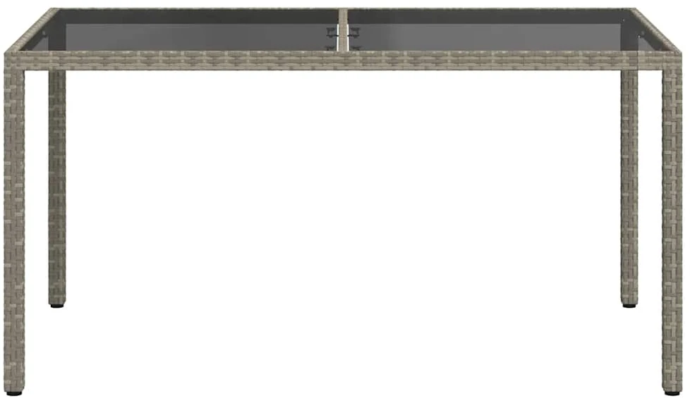 Sodo stalas, pilkas, 150x90x75cm, grūdintas stiklas/poliratanas