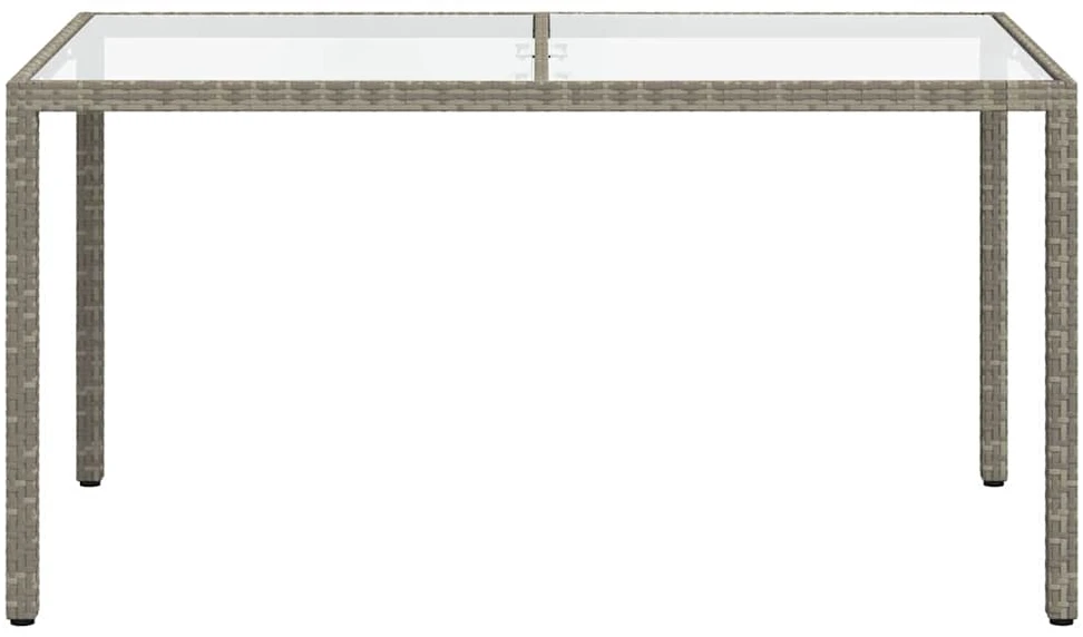 Sodo stalas, pilkas, 150x90x75cm, grūdintas stiklas/poliratanas
