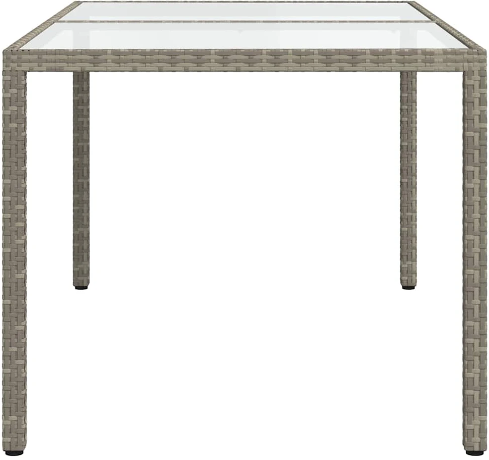 Sodo stalas, pilkas, 150x90x75cm, grūdintas stiklas/poliratanas