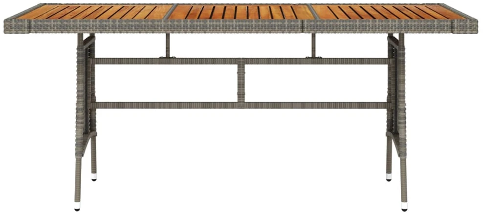 Sodo stalas, pilkas, 160x70x72cm, poliratanas ir akacija